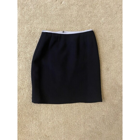 Kasper Dresses & Skirts - Vintage 90’s Y2k KASPER Tailored Black Pencil Mini Skirt Gray Satin Trim Size 6P